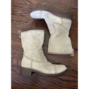 Born Cream and Brown Ankle Boots